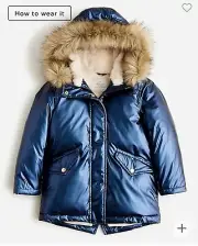 J Crew Girls' metallic fishtail parka with PrimaLoft X Small NEW