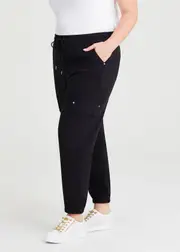 [Taking Shape] Taking Shape Castaway Tie Waist Cargo Pant Size 14 in Black - Plus Size Women's Bottoms Black