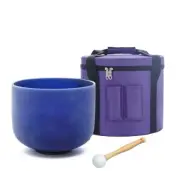 8 inch 432Hz Indigo A Note Third Eye Chakra Crystal Singing Bowl with Case Yoga