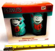 Peanuts Glassware Zak! Set of 2 - 16 oz Christmas Glasses Lucy & Charlie Brown
