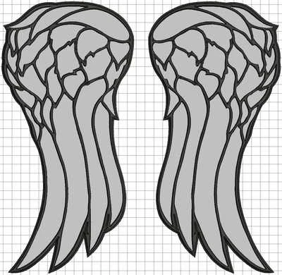 REFLECTIVE Wings LARGE embroidered back patch. dead angel 40cm 16" walking daryl