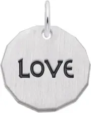 Sterling Silver Black Enamel Love Charm Tag Charm by Rembrandt