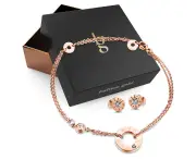 Boxed 2pc Rose Gold Layered Jewellery Gift Set