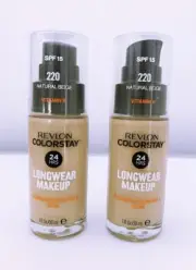 2 x Revlon ColorStay Longwear Makeup Combination/Oily Skin 220 NATURAL BEIGE