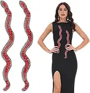 WADORN 26.7 Inch 2 Styles Snake Shape Glass Rhinestone Iron on Patches, Snake Patches Applique Trim Ribbon Snake Appliques Patches Costume Accessories for Sewing Halloween Christmas Party Costume