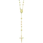 9kt Yellow Gold Silver Infused Rosary Beads Crucifix Cross Necklace