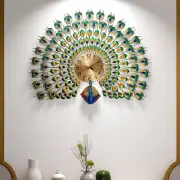 80 cm 3D Peacock Wall Clock Large with Acrylic Crystals Luxury Home Decore