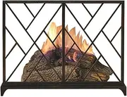 Fireplace Screen Panel Simple Black Fireplace Screen Antique Hollow Fireplace Partition Screen Home Wrought Iron Stove Fence Spark Protection Fence Fire Safety (Color : A)