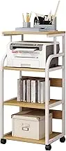 Printer Stand,4 Tier Floor Standing Storage Rack,Home Office Desk Organizer,Wooden Partitions Storage Shelves for Desk Home Office(Yellow)