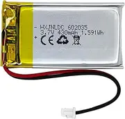 DC 3.7V 430mAh 602035 Rechargeable Lithium Polymer Battery, Suitable for DIY 3.7-5V Electronic Products with Built-in 2-Wire Battery Replacement and LED Lights