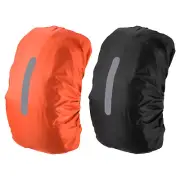 2Pcs 30-40L Waterproof Backpack Rain Cover with Vertical Strap S Black/Orange
