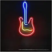 Hanging Art Neon Signs Guitar LED Neon Sign Acrylic Light For Home Bedroom Wall Art Decor Music Studio Bar Party Club Guitar Lovers 18cmx40cm
