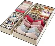 Lifewit Drawer Underwear Organizer Divider 4 Pieces Fabric Foldable Dresser Storage Basket Organizers and Storage Bins for Storing Bra, Lingerie, Undies, Beige
