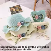 Baby Girls Straw Hat Wide Brim Floppy Sun hat Beach Cap with Shoulder Bag