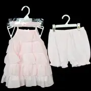 Minibasix Girls 3 Piece Outfit Pink Chiffon Top Bloomer Shorts Headband 12 month