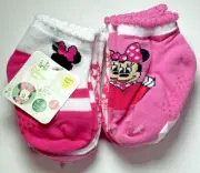 NEW 6 PAIRS DISNEY GIRLS FOLD-OVER MINNIE MOUSE NON SKID SOCKS SIZE 6-12M NS201