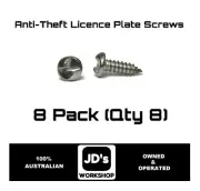 Anti Theft Screws Licence Rego Number Plate Screws - One Way Screws (8 Pack)