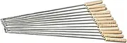 Barbecue Skewers with Wood Handle Stainless Steel Roasting Sticks for BBQ Camping Cookware Grill Cooking 12PCS Roasting Sticks Stainless Steel Skewer Metal Skewers