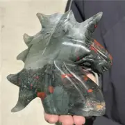 1LB Carved Natural Bloodstone Unicorn Quartz Crystal Skull Healing XK2597