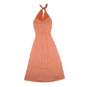 MUD PIE NEW $79 Leighton 3-Way Halter Maxi Dress Orange White Geometric Small