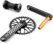 Bike Crankset, 165mm Hollow Integrated GXP Road Bike Crank Arm Set with Bottom Bracket 40/42/44/46/48T Aluminum Alloy Chainring Crankset