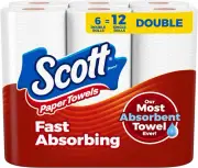 Scott Paper Towels, Choose-A-Sheet, 6 Double Rolls = 12 Regular Rolls,100 Sheets