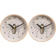 2x LVD Beeglass Hanging Wall Clock Analogue 22cm Round Home/Office Room Decor