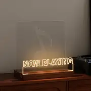 COOLGIFT MART Now Playing Vinyl Record Stand, Light up Record Holder, Wooden Acrylic Display with Warm White Lights for Albums, Room Decor, Perfect Gift for Vinyl Lovers