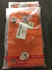2 x WORKSENSE Lightweight Overalls, Size 132S, Orange, Non-Reflective