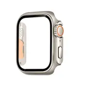 For Apple Watch Series 7,41-mm Case,Glass PC Integrated Case,Titanium Gold Orange