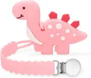 Dinosaur Teething Toys for Babies 3+Months, Silicone Baby Teethers with Clip, Pe
