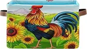 Cartoon Rooster Sunflower Closet Shelf Organizer, Decorative Rectangle Office Closet Organization