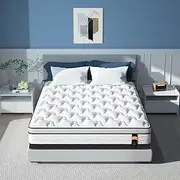 [Maxzzz] 12" King Hybrid Mattress in a Box, Cooling Gel Infused Memory Foam and Pocket Spring Mattress, Medium Firm, 76x80 inches