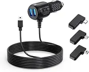 Mini USB Dash Cam Power Cord for Rove R2-4K, Charger Cable for Rexing V1 V1P Pro V5 V3 Car Dashboard Camera, with USB C Adapter