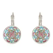 5Pair Bohemian Vintage Ear Drop Copper Colorful Flower Earrings