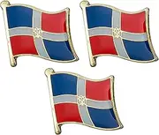 [Panda Loco] 3 X Dominican Republic National Country Flag Lapel Metal Enamel Pin Badge, One Size, Metal