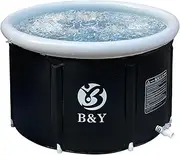 B&Y Ice Bath Tub for Athletes, Cold Plunge Tub, Portable Bathtub for Adults Outdoor Inflatable Ice Barrel Home Shower Hot/Cold Bath Freestanding Soaking Tub (Black 35''Φx 21.6''H)