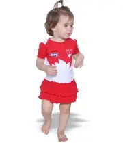 AFL Girls Toddler Baby Sydney Swans Footysuit with Frills