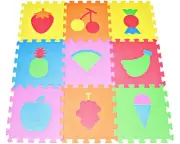 Fruit Puzzles Play Mat, 9-Tile EVA Foam, Education Playmat, Soft Kids Color F...