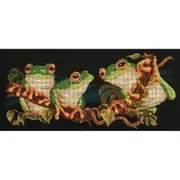 Country Threads Tapestry Printed Green Frogs 1 Canvas