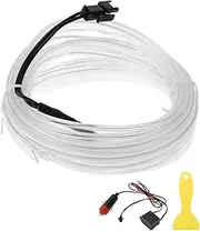 X AUTOHAUX 3 Meter EL Wire Cable LED Glow String Light Car Lighting Strip Flexible Neon Light for Car Decoration Cigarette Lighter(12v) Ice Blue
