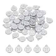 Alphabet N Enamel Letter Charm Enamel Initial Charm White 50 Pcs