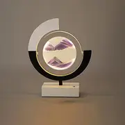 Moving Sand Art Picture with Light, 3D Round Sand Picture Lamp 3D Hourglass Deep Sea Sandscape Table Lamp, 3 Colors Sand Art Light with Stand Relaxing Desktop Home Decor and Office