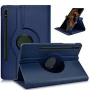 For Samsung Galaxy Tab S8 Plus / S8+ Case, SM-X800 /X806 12.4 inch Leather Smart 360 Rotate Flip Stand Case Cover (Navy Blue)