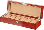 [ACLIC] Watch Case Luxury and Exquisite Wooden Watch Storage Box 6 Checkered Watch Organizers Home Watch Collection Box with Lock Watch Display Box