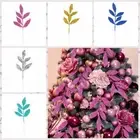 10Pcs with Sequins Fake Plant Leaf Branches Xmas Tree Ornament Garland