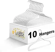 Quality Hangers 14” Clear Plastic Kids Hangers 10-Pack | Durable & Stylish Acrylic Hangers for Petite Adults with 360 Degree Swivel Hook and Notches | Cloths Children Hangers (10, Clear, Chrome)
