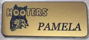 *NEW* Rare PAMELA HOOTERS Girl Uniform Collectible Pin Badge Tag GOLD NAME TAG