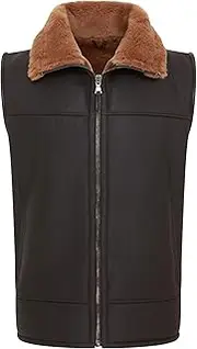 [Infinity Leather] Mens Sheepskin Leather Gilet Aviator Shear Body Warmer Vest Vest Vest