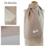 【日本SOLEIL】100%喀什米爾羊絨撞色拚色兩面雙色 柔軟舒適保暖CASHMERE羊毛圍巾(咖啡+米灰)